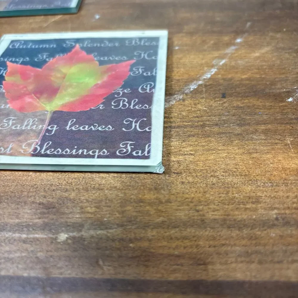 Glass Autumn Leaf Coasters Set of 5